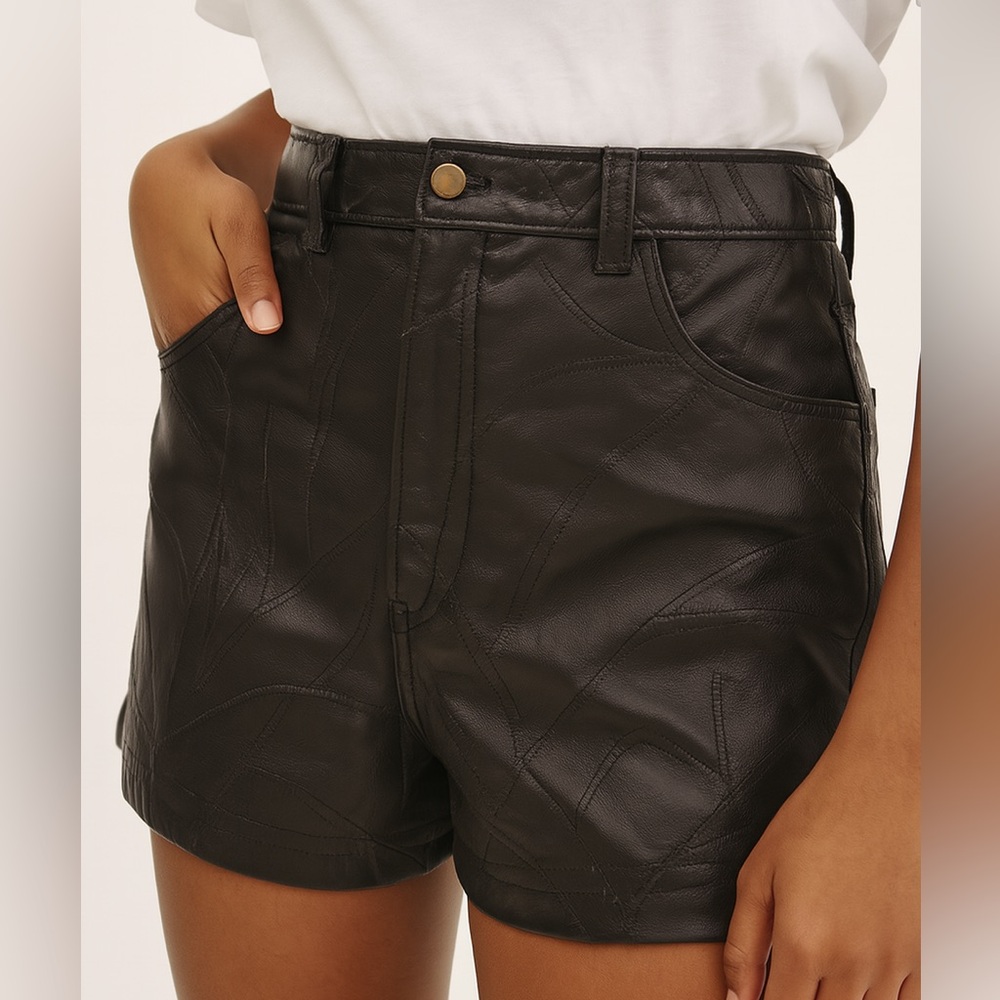 Navarre Leather Company Genuine Leather High-Waisted Shorts Size 12